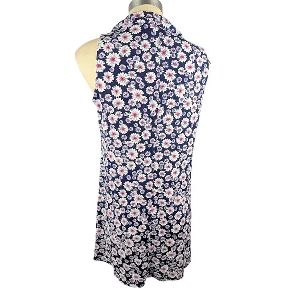 MSK Petite Sleeveless Floral Shirtdress Black White Women's Size PL - Picture 2 of 4